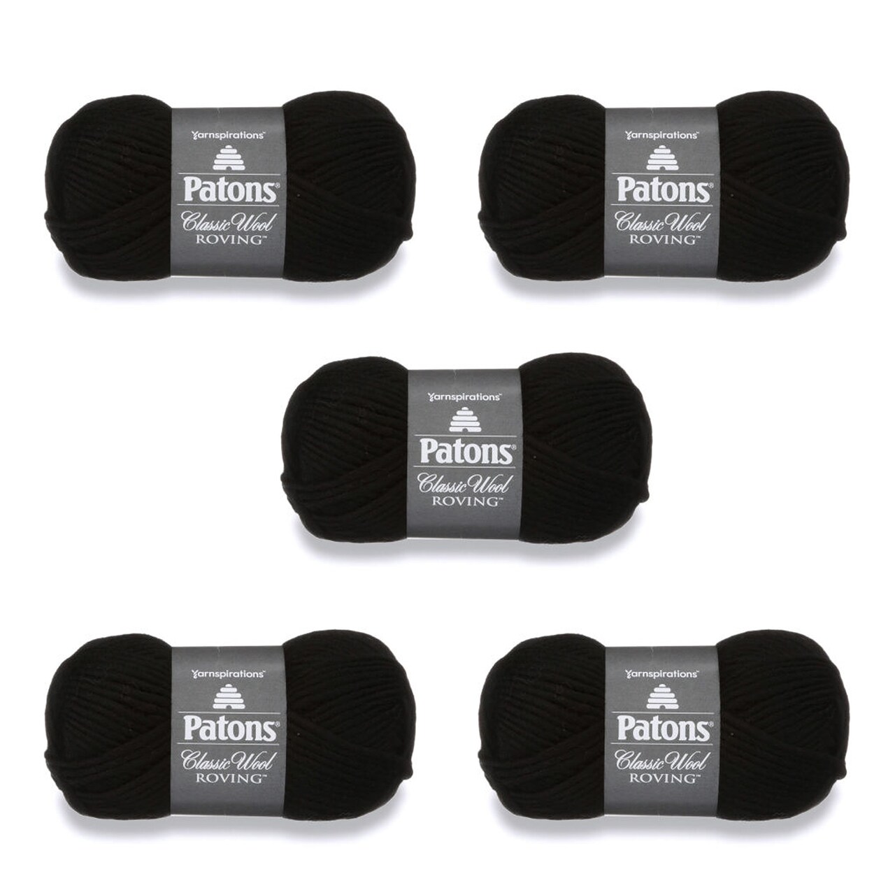 Patons Classic Wool Black Yarn - 5 Pack of 3.5oz/100g - Wool - 5 Bulky - 120 Yards - Knitting/Crochet